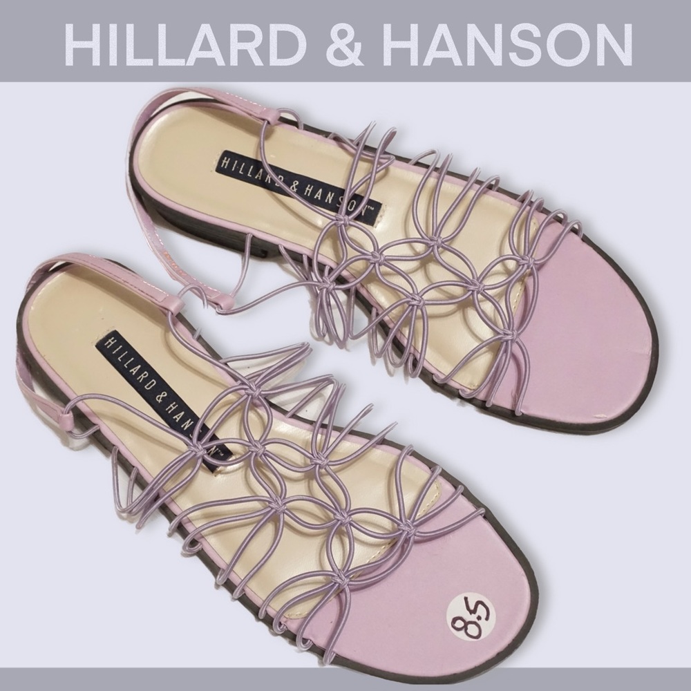 Vintage vtg Hillard and Hanson light purple Strappy flat sandals summer 90s y2k